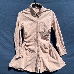 100% Cotton Fashion Nova Button-Front Collared Tunic Dress small natural fibers